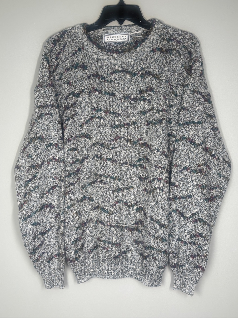 Michael Gerald Men's Gray Patterned Crewneck Sweater